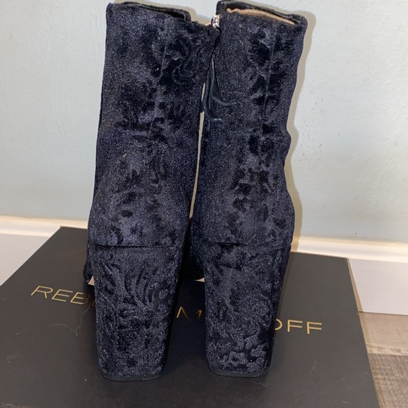Rebecca Minkoff Bryce Black Floral Block Heel Ankle Bootie Boots New - Picture 9 of 13